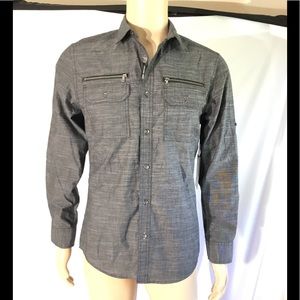 zipper button down shirt